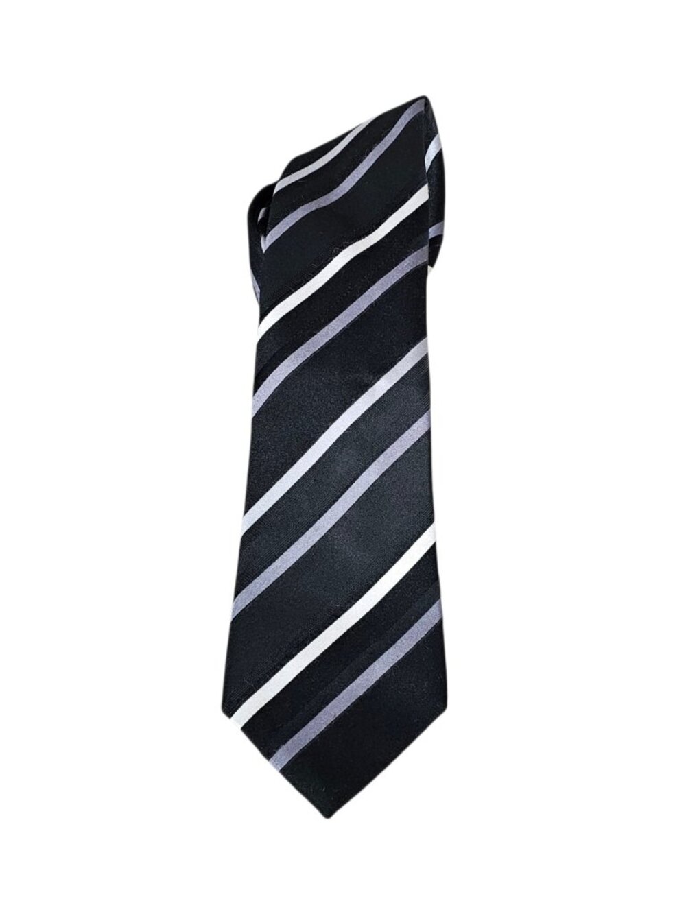 Kenneth Cole Reaction Black And Gray Stripe Suite Classic Necktie